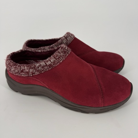 Vionic Women's Red Suede Slip On Comfort Clogs Slippers Orthopedic Arch Support - Picture 1 of 8